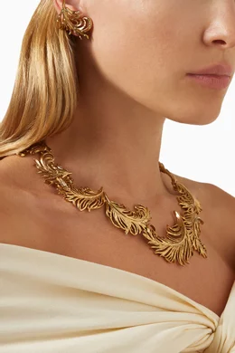 Buy Oscar de la Renta Gold Feather Crystal Stud Earrings for Women Online Ounass Kuwait