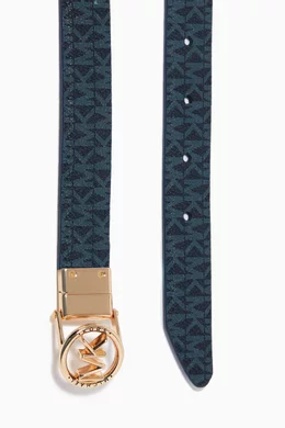 Buy Michael Kors Blue Reversible Logo Belt in Leather Logo-print - Main Image