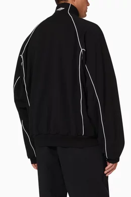 Buy Balenciaga Black 3B Sports Icon Tracksuit Jacket in Fleece for