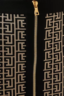 Buy Balmain Black Monogram Midi Skirt in Wool for Women Online