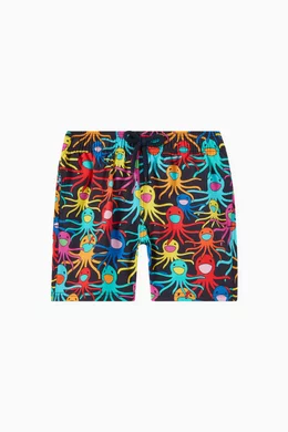 Buy Vilebrequin Blue Jirise Octopus Print Swim Shorts for Boys