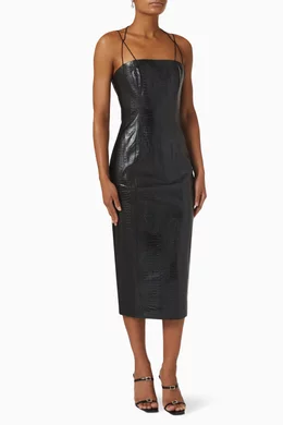 Buy Misha Black Tiffany Dress in Faux Leather for Women Online | Ounass  Kuwait