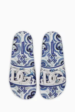 【関税込み】dolce & gabbana Maiolica' embroidery slides Dolce&Gabbana Maiolica-embroidered slide sandals for Women