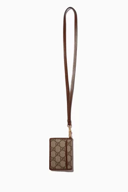 Buy Gucci Neutral Card Case Lanyard in Supreme Canvas Leather