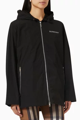 Buy Burberry Black Everton Hooded Jacket in Cotton for Women Online Ounass Kuwait