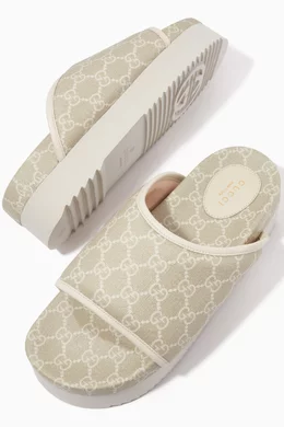 Buy Gucci Neutral Sideline Sandals in GG Supreme Canvas for Women