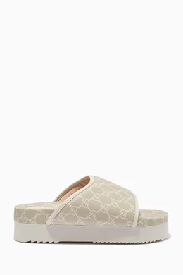 Buy Gucci Neutral Sideline Sandals in GG Supreme Canvas for Women