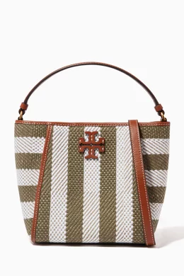 Buy Tory Burch Multicolour McGraw Small Bucket Bag in Soft Straw
