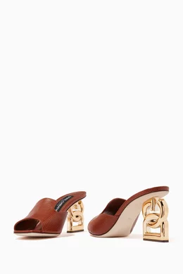 Buy Dolce Gabbana Brown DG Mule Heel Sandals in Iguana-print