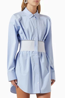 Buy Alexander Wang Blue Elasticated Shirt Dress in Cotton for Women Online 