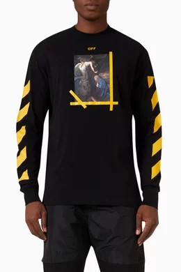 Buy Off-White Black Caravaggio Diagonal Arrows T-shirt in Cotton