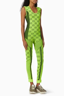 Buy Gucci Green GG Jumpsuit in Jersey Jacquard for Women Online Ounass Kuwait