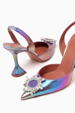 Buy Amina Muaddi Multicolour Begum Crystal Slingback Pumps in