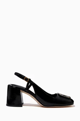Buy Tory Burch Black Georgia 70mm Slingback Sandals in Patent