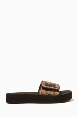 Michael kors leopard slides hot sale