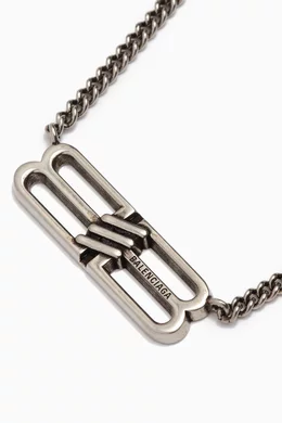 Buy Balenciaga Grey BB Icon Necklace in Brass for UNISEX Online