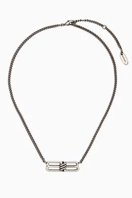 Buy Balenciaga Grey BB Icon Necklace in Brass for UNISEX Online