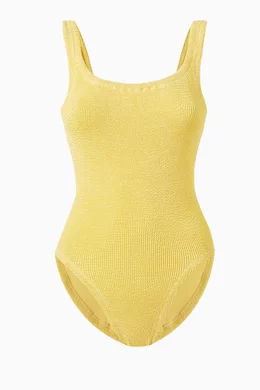 Buy Hunza G Yellow Square Neck One-Piece Swimsuit for Women Online