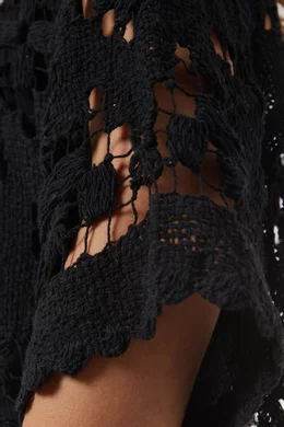 Buy Alix Pinho Black Raw Crochet Robe in Cotton for Women Online