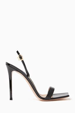 Buy Gianvito Rossi Black Ribbon 105 Slingback Sandals in Leather