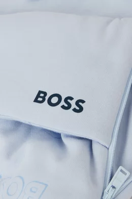 Buy BOSS Kidswear Blue Logo Print Sleeping Bag in Cotton for Baby