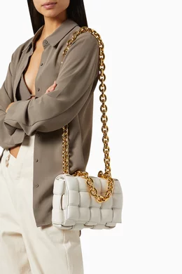 Buy Bottega Veneta White Chain Cassette Padded Crossbody Bag in