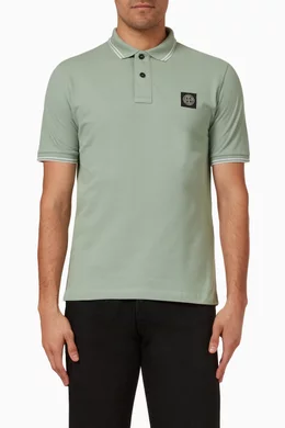 Buy Stone Island Green Polo Shirt in Cotton Piqué for Men Online