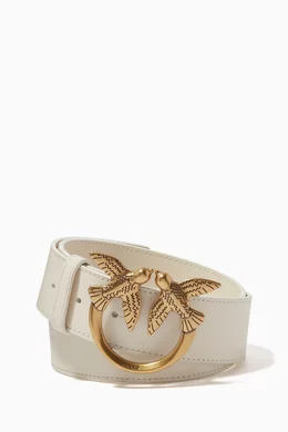 Buy PINKO White Love Birds Belt in Leather for Women Online  display picture 3
