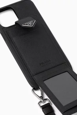 Buy Prada Black Triangle Logo iPhone 13 Pro Max Case in Saffiano