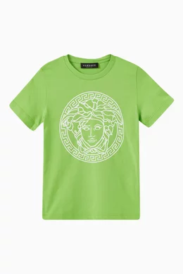 Buy Versace Green Medusa Logo T-shirt in Cotton for Boys Online