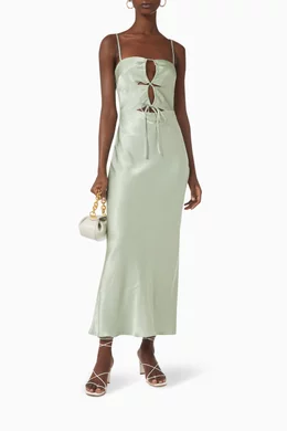 Buy Shona Joy Green Felicity Lace-up Midi Dress in EcoVero-viscose for  Women Online | Ounass Kuwait