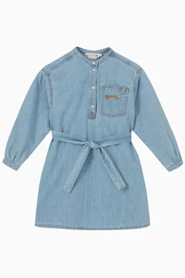 Buy Bonpoint Blue Logo Denim Dress in Cotton for Girls Online | Ounass  Kuwait