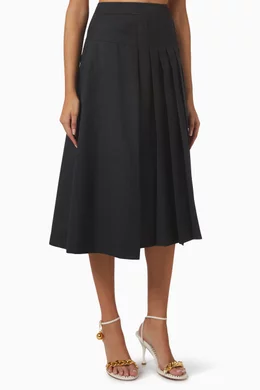 Buy LVIR Black Half pleated Midi Skirt in Textured Fabric for Women Online Ounass Kuwait