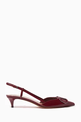 Buy Valentino Garavani Burgundy Valentino Garavani VLOGO Slingback Pumps in Patent Leather for Women Online Ounass Kuwait
