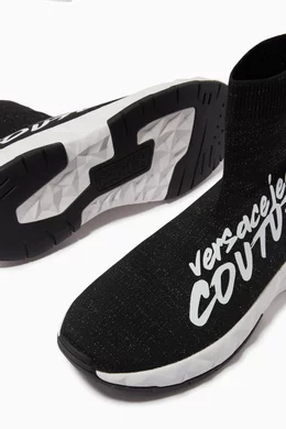 Buy Versace Jeans Couture Black Logo Atom Sneakers in Sock knit for Women Online Ounass Kuwait