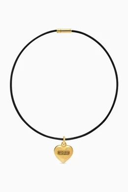Buy Balenciaga Gold BB Icon Heart Necklace in Brass & Rubber for