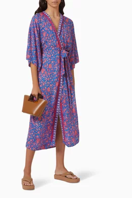 Buy Natalie Martin Blue Georgia Wrap Midi Dress in Rayon for Women Online Ounass Kuwait