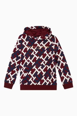 Buy Tommy Hilfiger Multicolour Monogram Print Hoodie in Organic