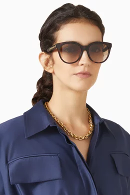 Buy Stella McCartney Brown Oval Sunglasses in Bio-acetate  display picture 1