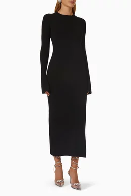 Buy MACH&MACH Black Backless Midi Dress in Viscose-blend Ribbed Knit for  Women Online