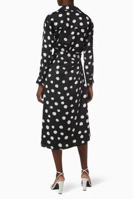 pinko polka dot dress Buy PINKO Black Polka Dot Shirt Dress in Satin for Women Online