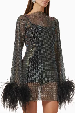 santa brands feather mini dress Santa Brands - Pink mini dress with crystals and ostrich feathers  FEATHERSDRESS