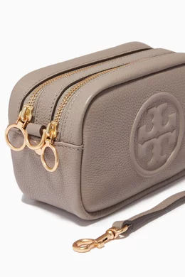 Buy Tory Burch Grey Mini Perry Bombe Bag in Pebbled Leather for