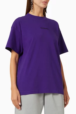 Buy Balenciaga Purple Logo Medium-fit T-shirt in Jersey for