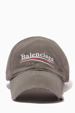 Buy Balenciaga Grey Political Campaign Destroyed Cap in Cotton for 