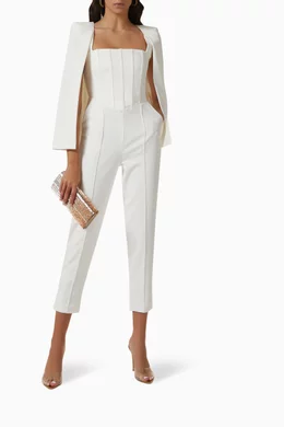 Buy Lavish Alice White Corset Cape Jumpsuit in Stretch jersey for Women Online Ounass Kuwait