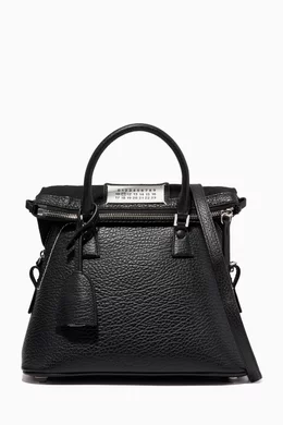 Buy Maison Margiela Black Mini 5AC Top Handle Bag in Grained
