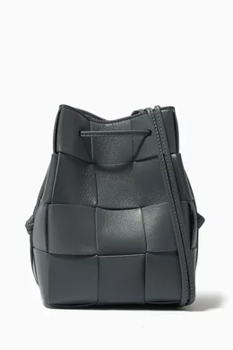 【BOTTEGA VENETA】Mini Cassette Bucket Bag Agate Gray Bottega Veneta Small Cassette Bucket Bag in Agate Grey