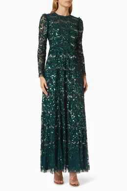 Buy Needle & Thread Green Alicia Scallop Gown in Tulle for Women Online |  Ounass Kuwait