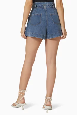 Buy Shona Joy Blue Raquel High-waisted Flared Shorts in Denim for